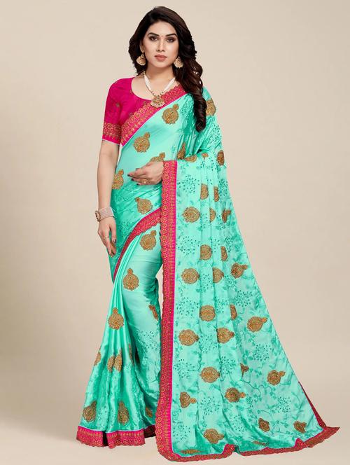 women's embroidered saree with blouse - 20306652 - Standard Image - 0