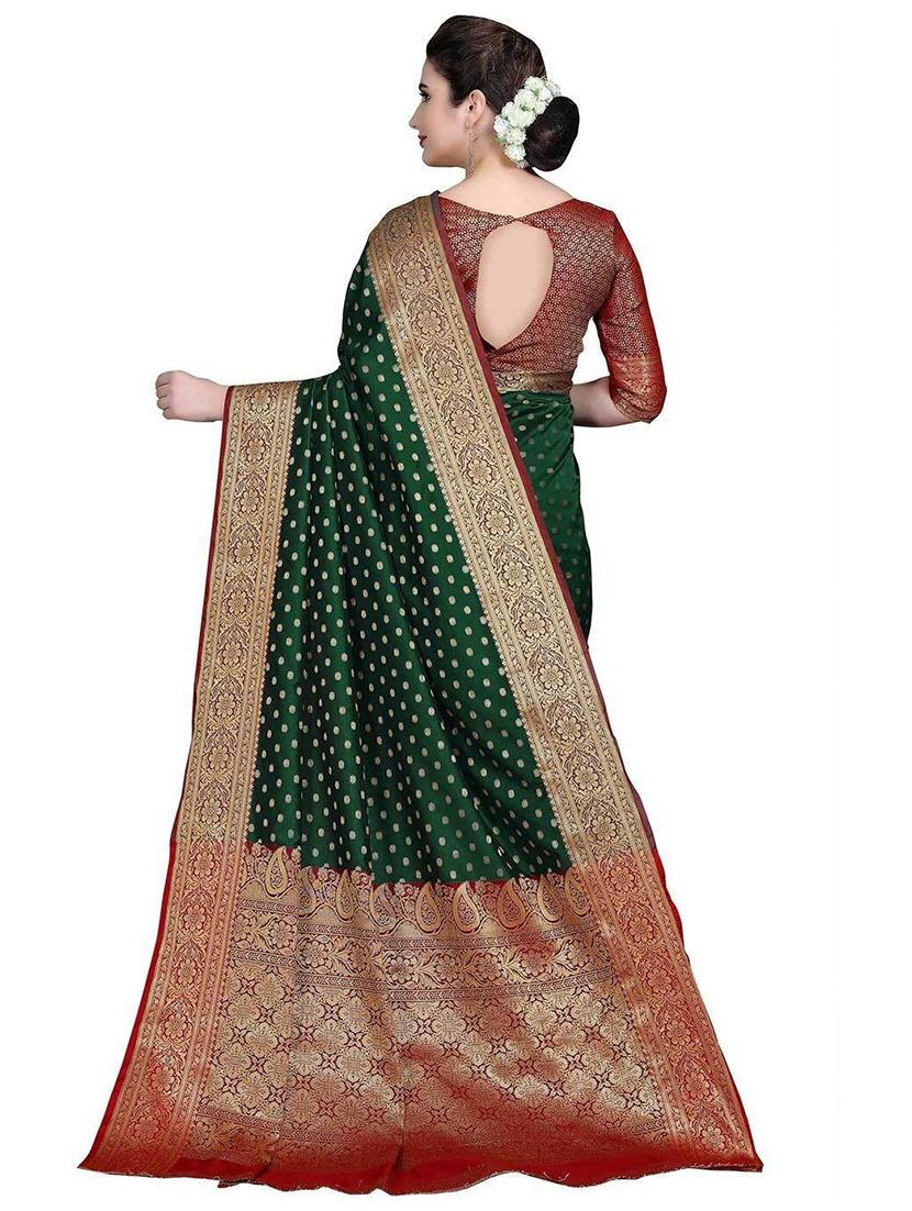 women's self design green colored saree with blouse - 20306695 -  Standard Image - 1
