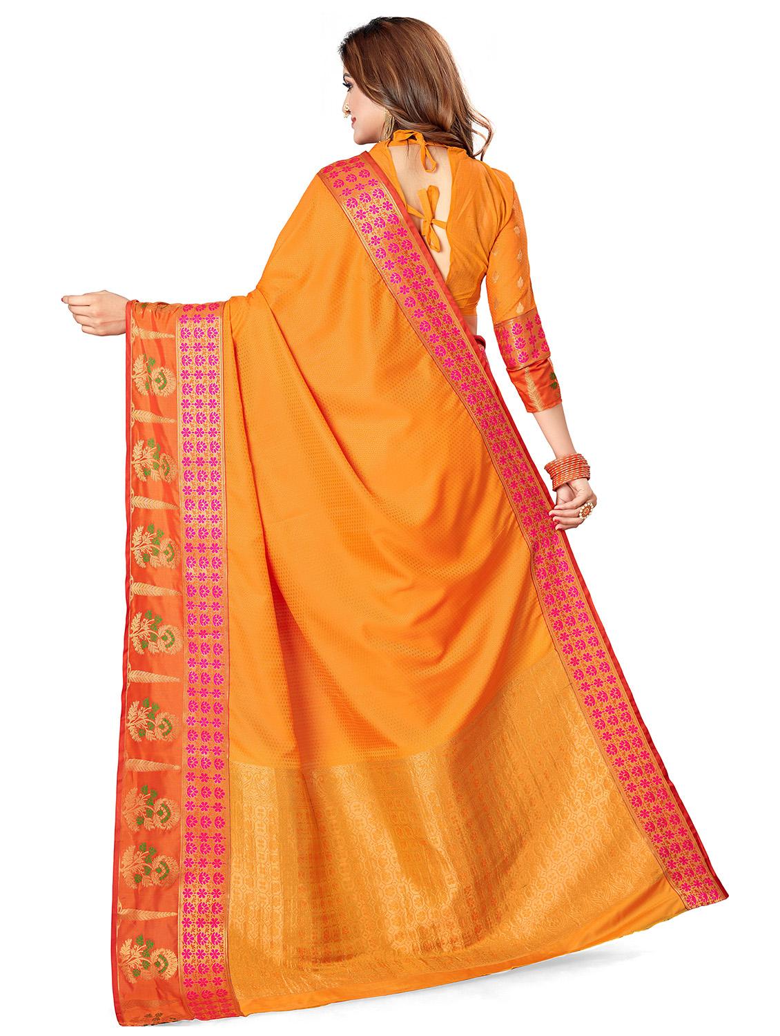 women's self design orange colored saree with blouse - 20306754 - Standard Image - 1