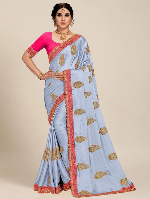 women's embroidered saree with blouse - 20306838 -  Standard Image - 0