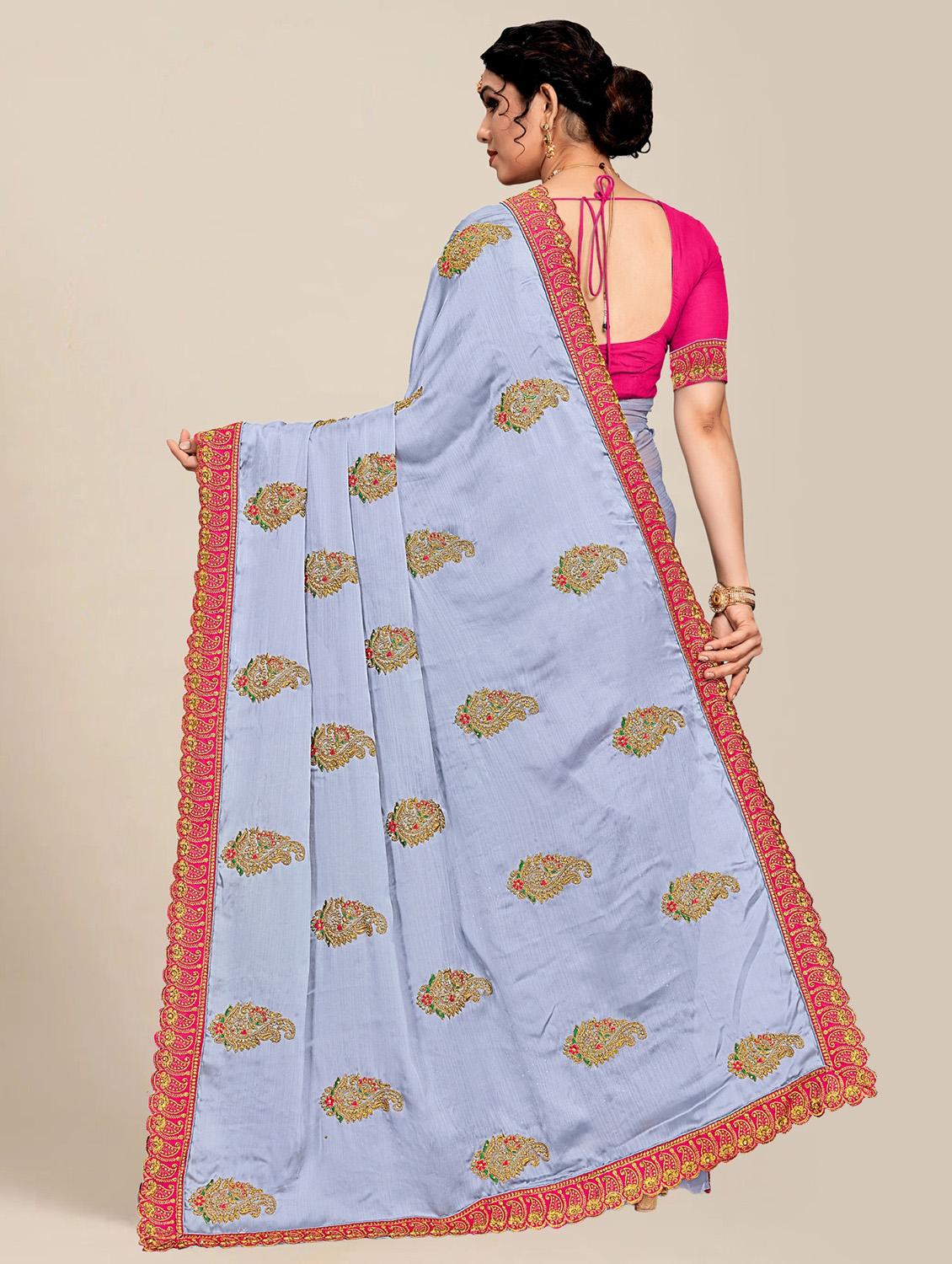 women's embroidered saree with blouse - 20306838 -  Standard Image - 1