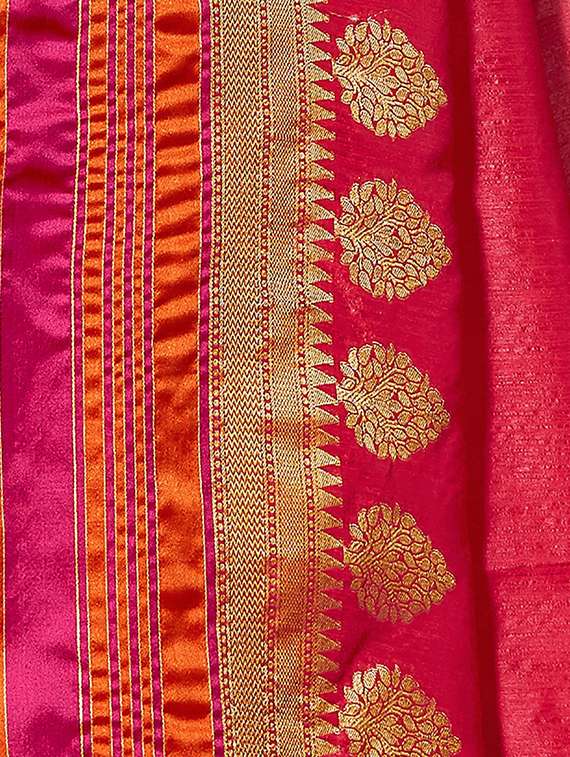women's self design coral colored saree with blouse - 20306857 - Standard Image - 1