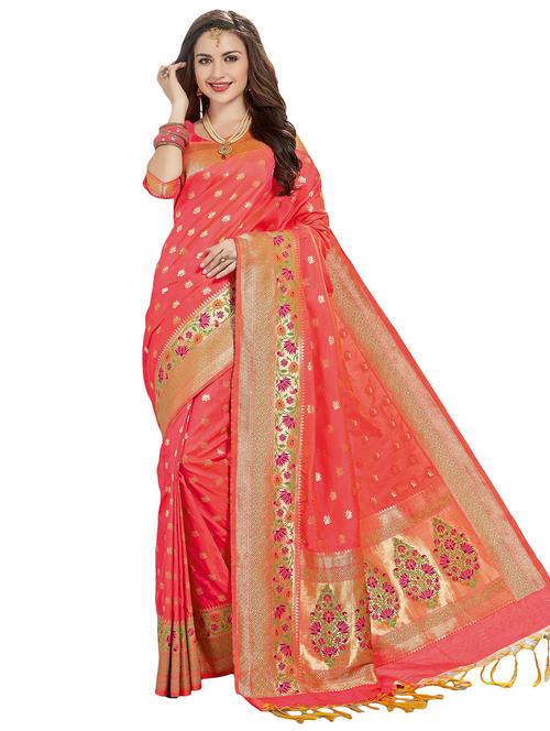 women's self design red colored saree with blouse - 20306869 - Standard Image - 0