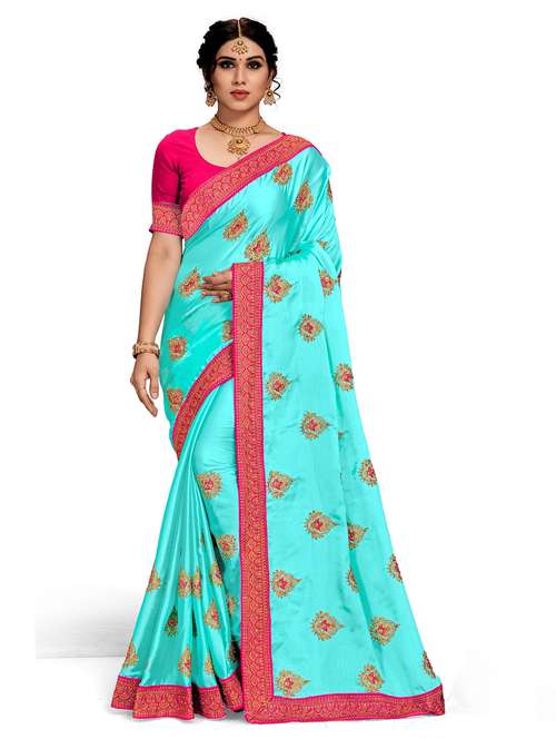 women's embroidered saree with blouse - 20306899 - Standard Image - 0