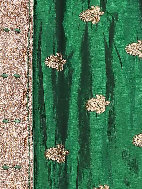 women's solid with work green colored saree with blouse - 20306902 -  Standard Image - 1
