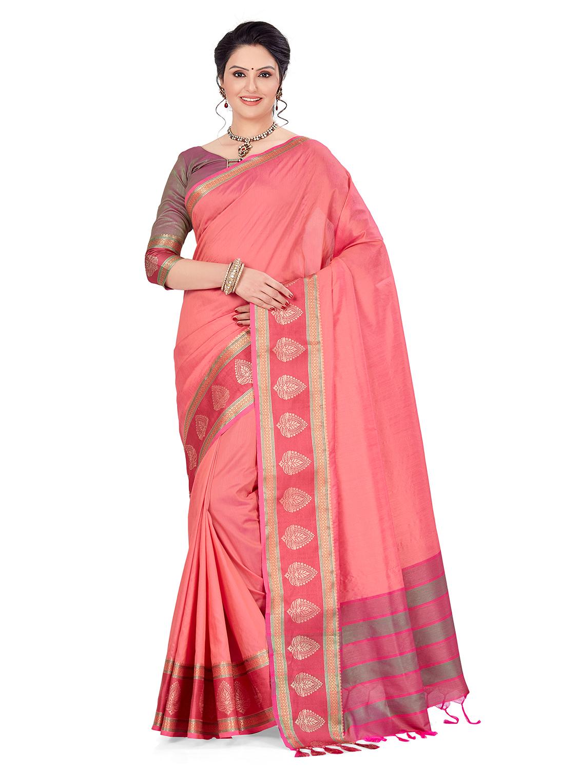 women's bordered royal blue colored saree with blouse - 20306946 - Zoom Image - 0