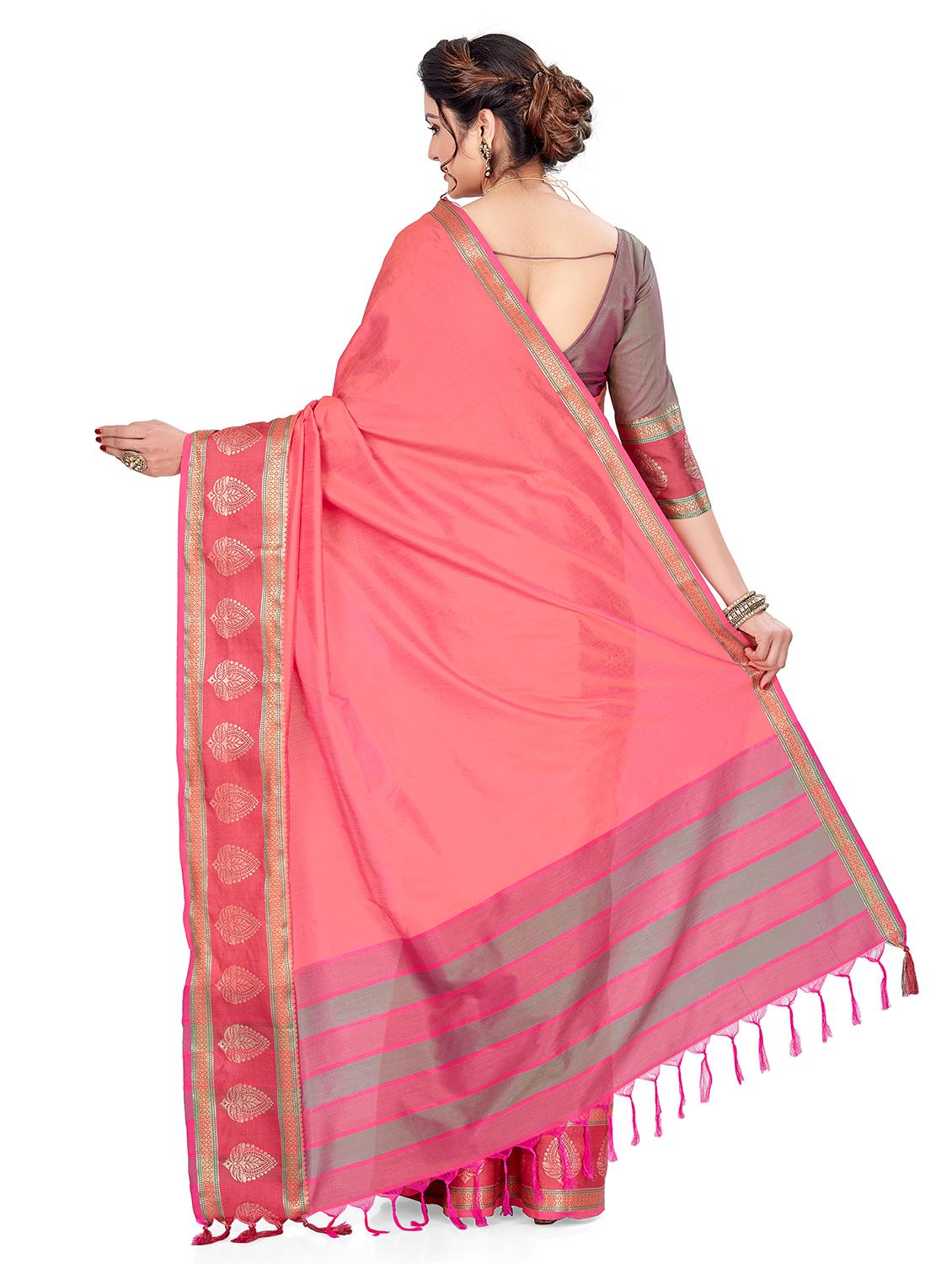 women's bordered royal blue colored saree with blouse - 20306946 - Standard Image - 1