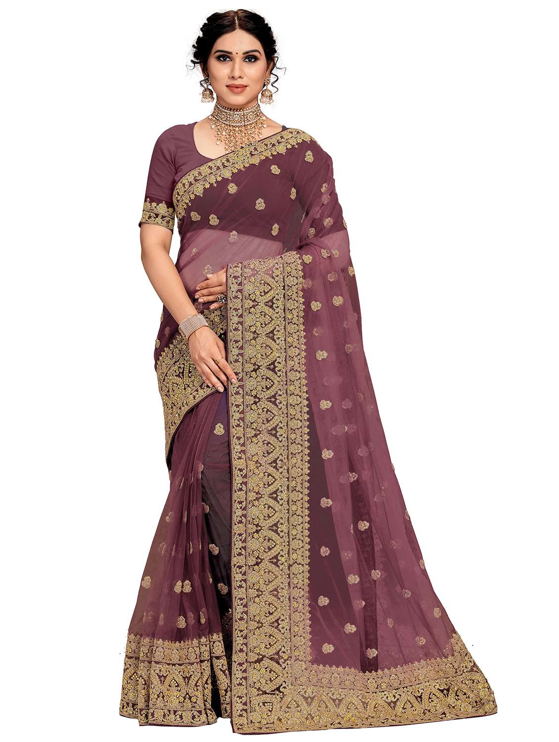 women's embroidered saree with blouse - 20306947 -  Zoom Image - 0