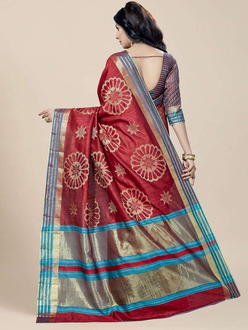 women's self design maroon colored saree with blouse - 20307005 - Standard Image - 1