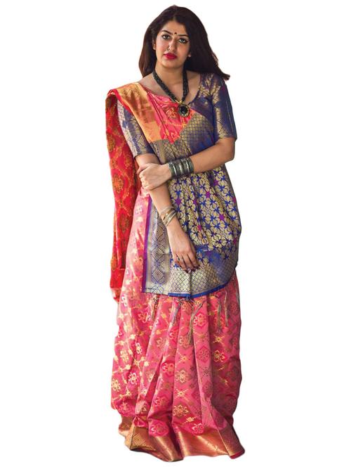 women's self design pink colored saree with blouse - 20307011 -  Standard Image - 0