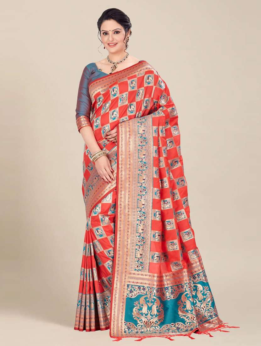 women's self design multi colored saree with blouse