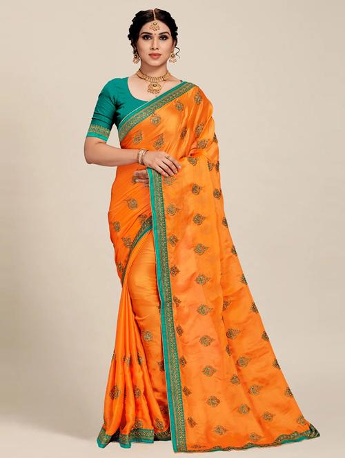 women's embroidered saree with blouse - 20307143 - Standard Image - 0