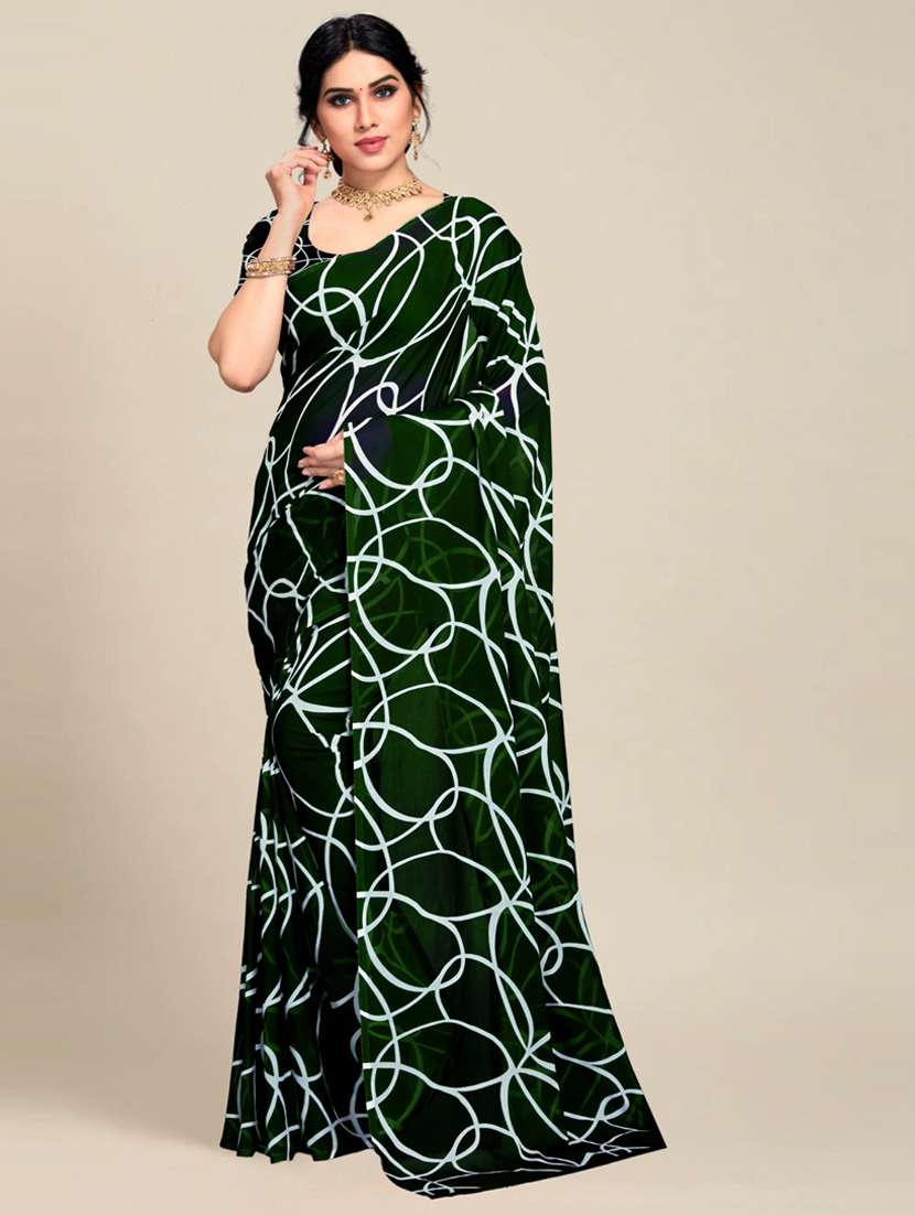 women printed casual wear saree with blouse
