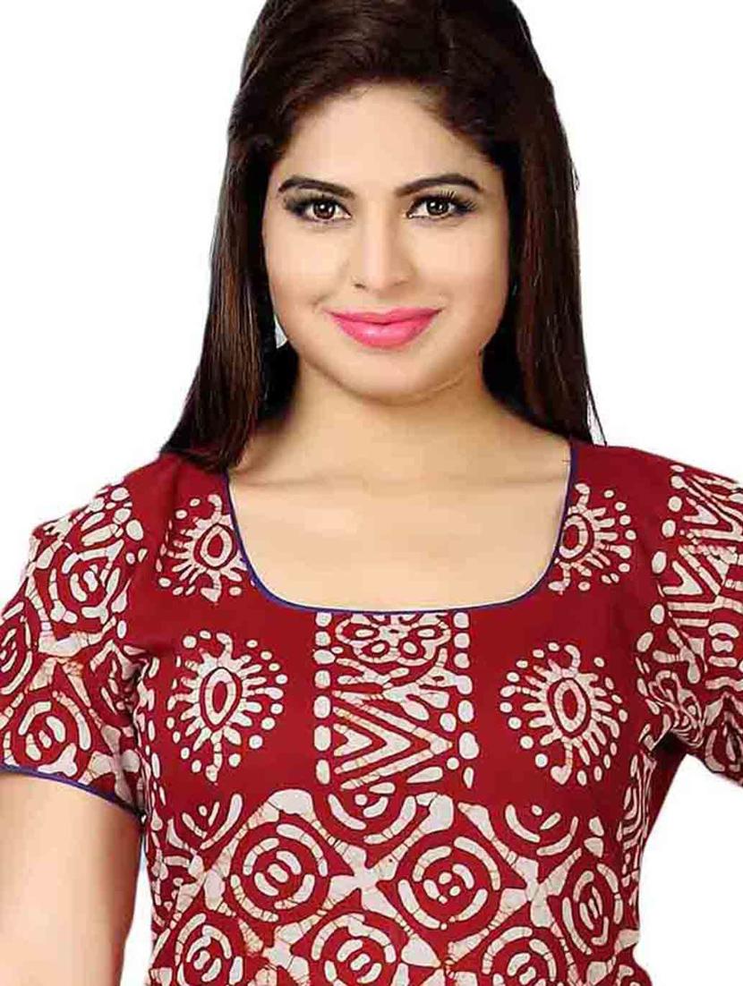 women red batik print unstitched suits - 20307324 -  Standard Image - 1