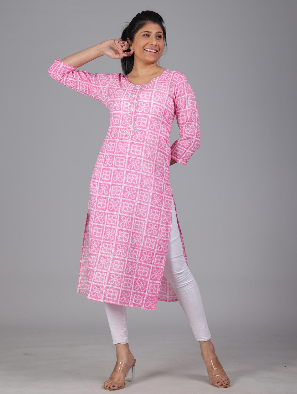pink colored straight kurta - 20307327 -  Standard Image - 1
