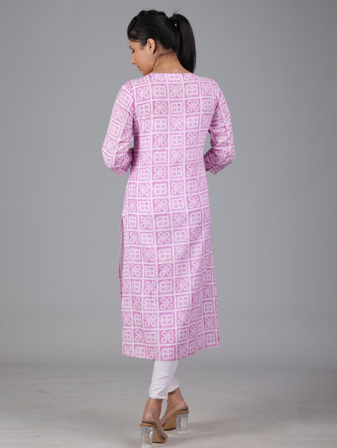 lavender colored straight kurta - 20307329 - Standard Image - 1