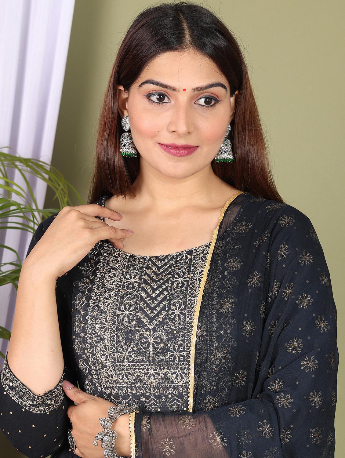 black colored kurta pant set - 20307453 - Standard Image - 4
