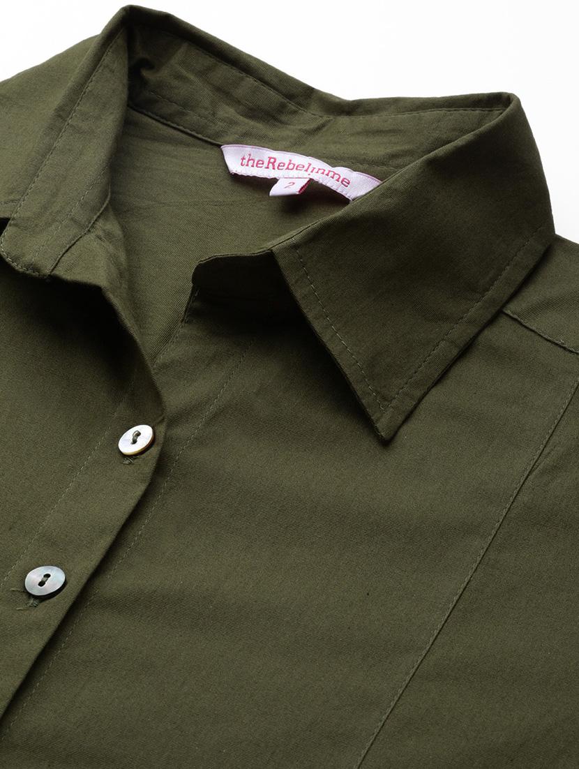 olive solid plus size shirt - 20307501 - Standard Image - 4