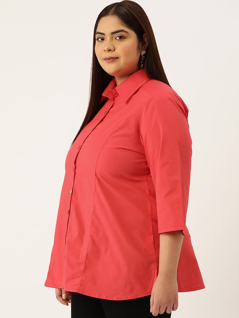  red solid plus size shirt - 20307502 -  Standard Image - 1