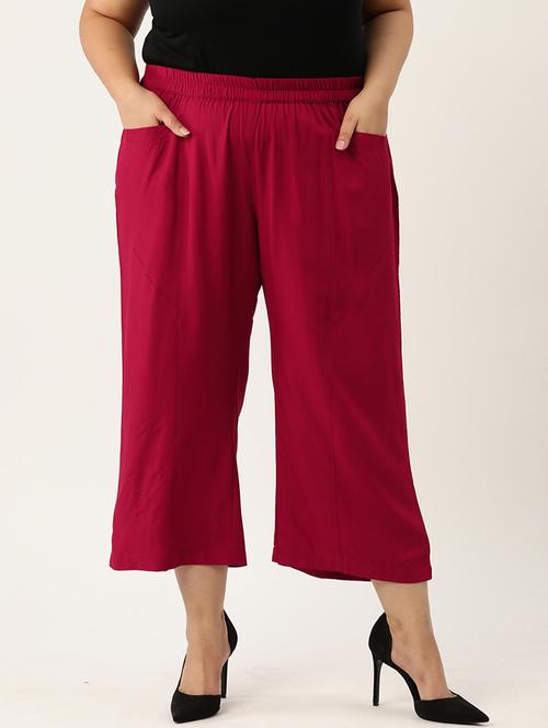 red rayon trousers - 20307520 -  Standard Image - 0