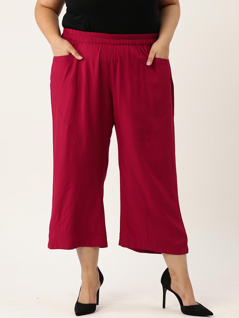 red rayon trousers - 20307520 -  Zoom Image - 0
