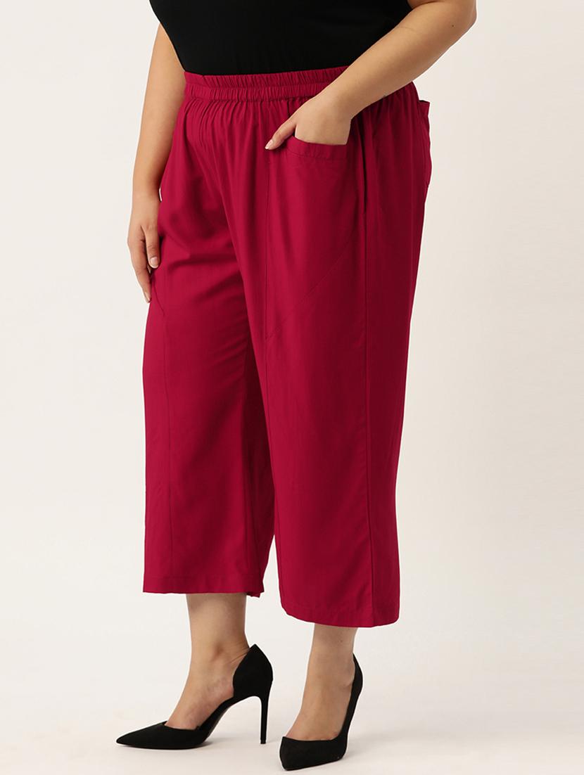 red rayon trousers - 20307520 -  Standard Image - 1
