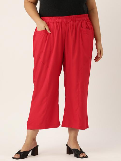 red rayon trousers - 20307524 - Standard Image - 0