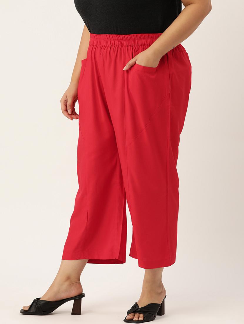 red rayon trousers - 20307524 -  Standard Image - 1