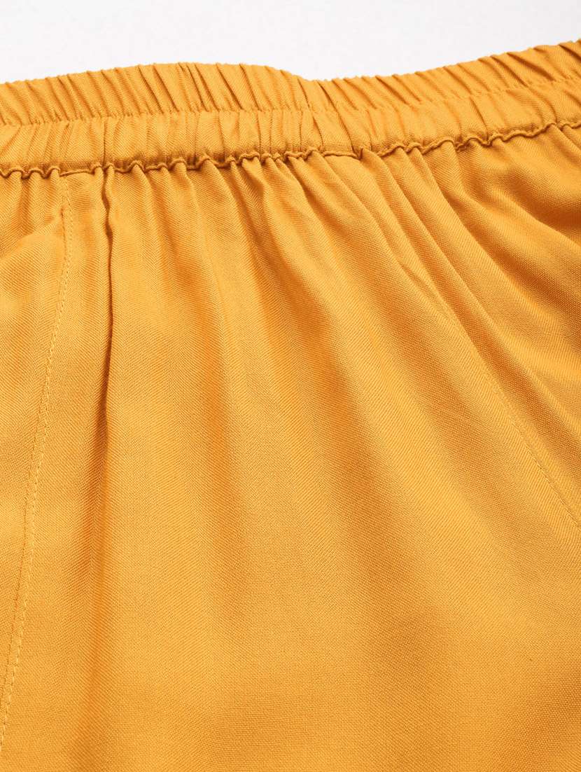 mustard rayon plus trouser - 20307526 -  Standard Image - 4