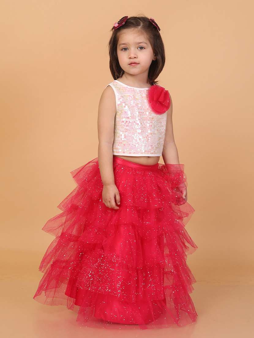 kids pink sequin work polyester lehenga choli - 20307529 -  Standard Image - 1