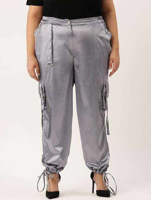 silver satin trousers - 20307542 - Standard Image - 0