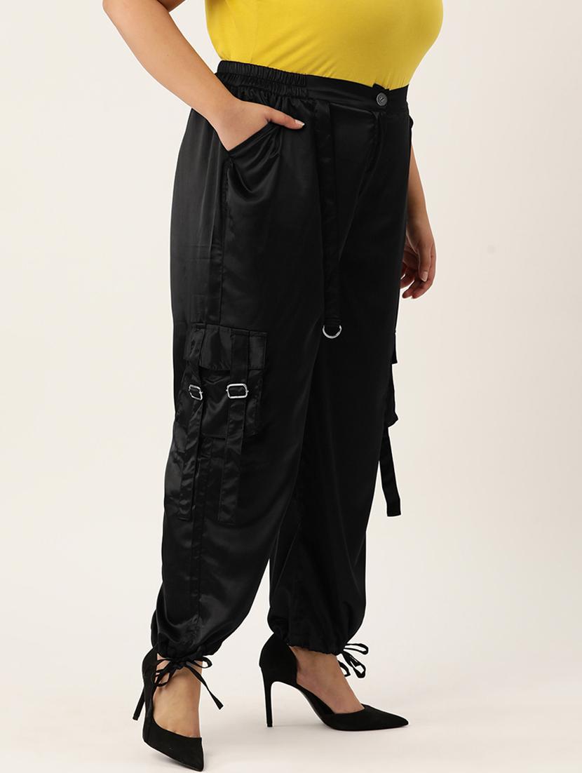black satin trousers - 20307545 - Standard Image - 1
