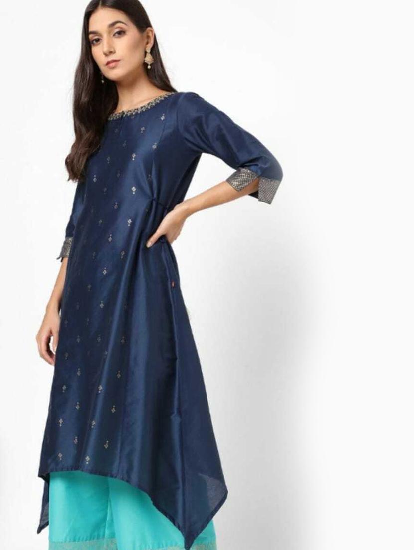 navy blue colored kurta palazzo set - 20307589 - Standard Image - 1
