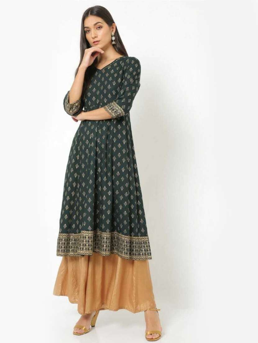 green colored a-line kurta