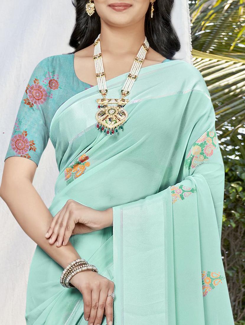 purist blue colored printed saree with blouse - 20307839 - Standard Image - 1