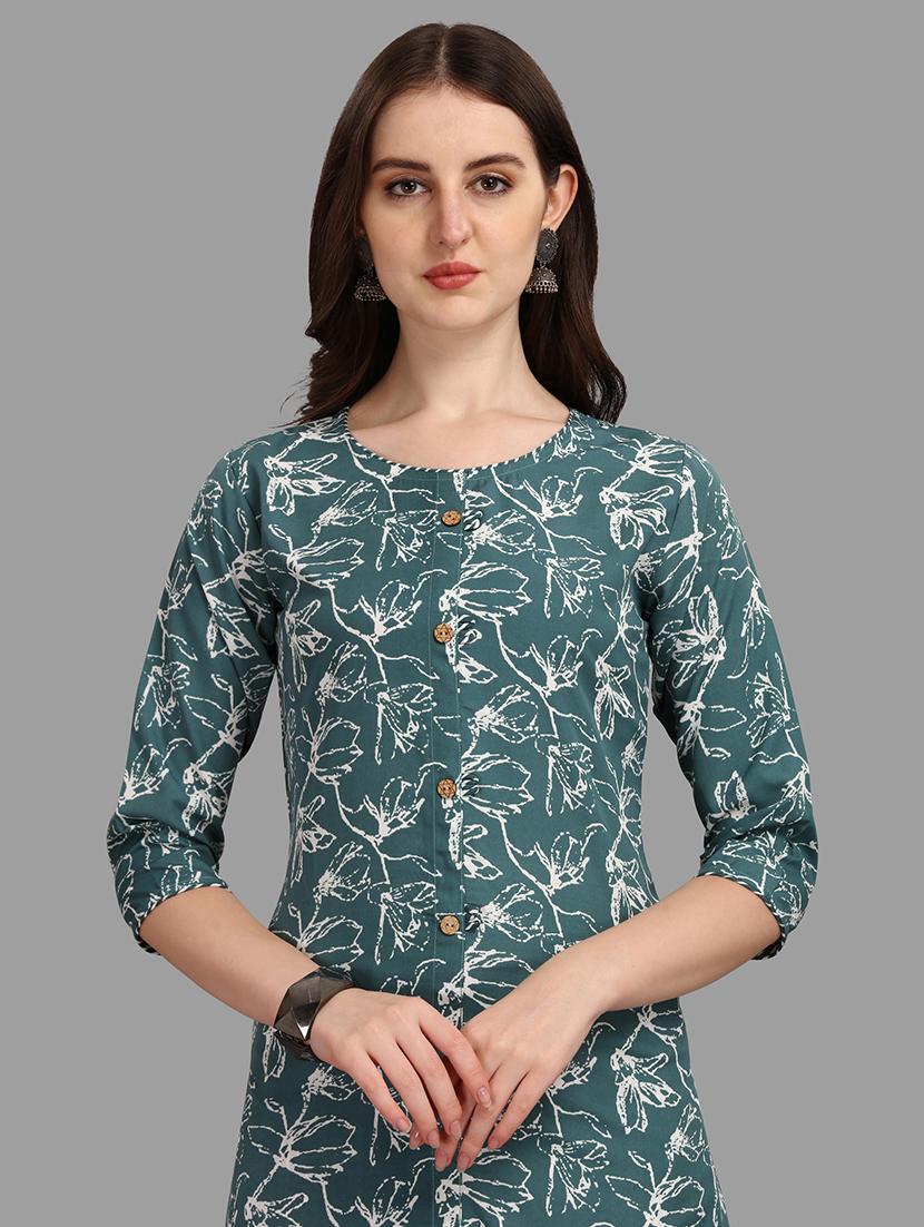 teal colored kurta pant set - 20308093 - Standard Image - 4