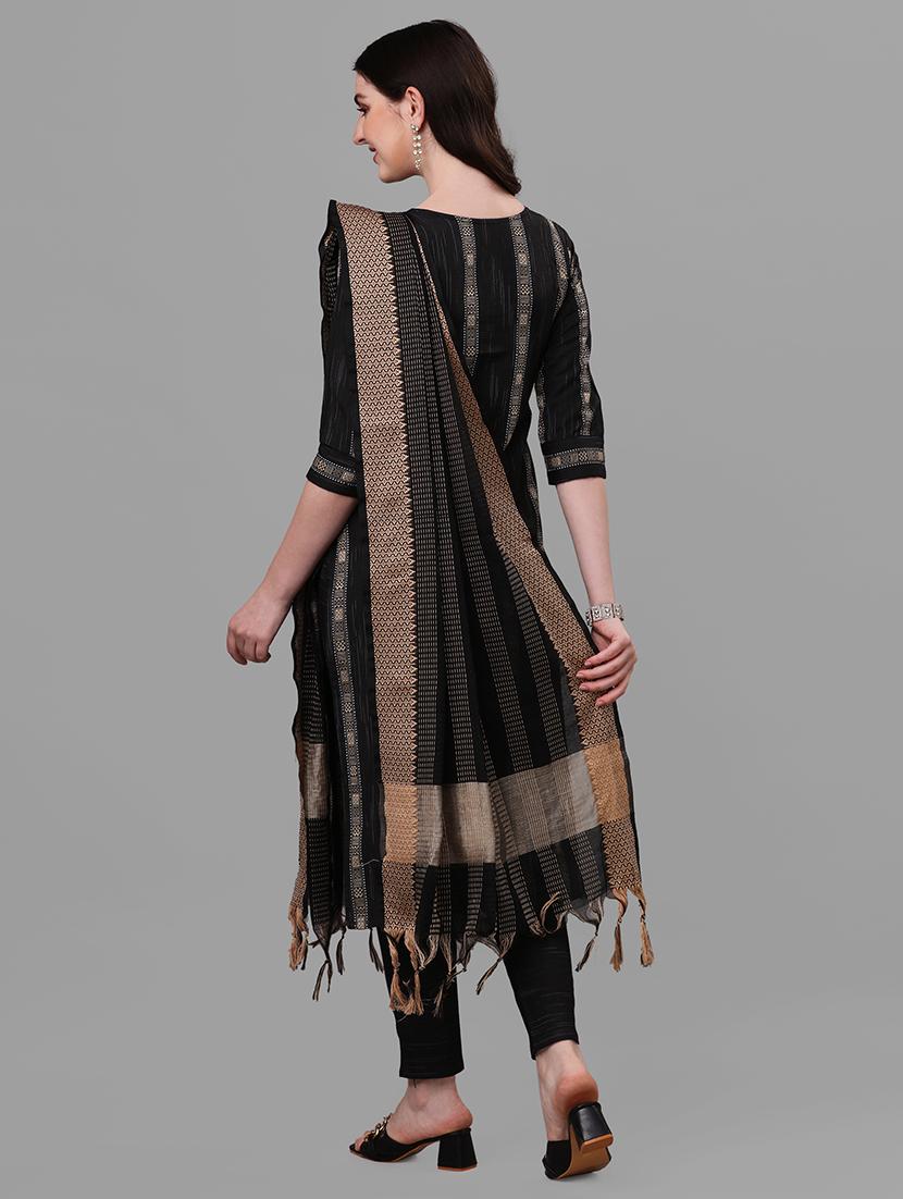 black colored kurta pant set - 20308106 -  Standard Image - 1