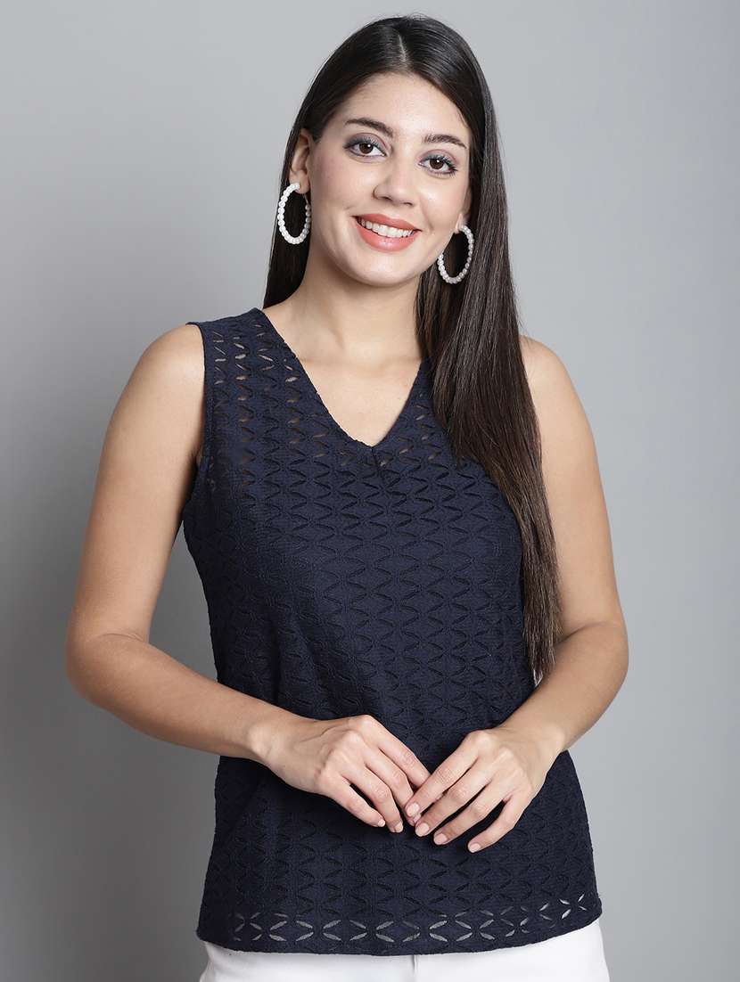 women's straight v neck top - 20309366 -  Standard Image - 1