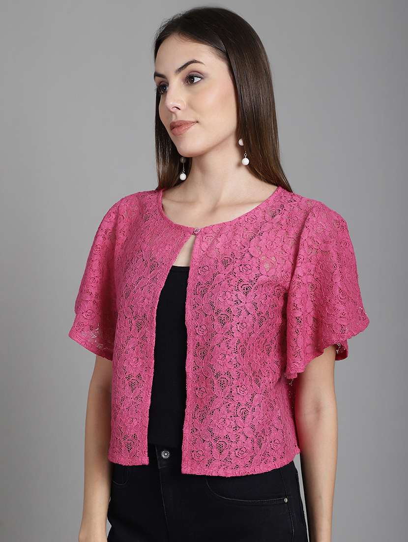women pink lace shrug - 20309378 -  Standard Image - 1