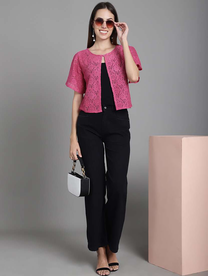 women pink lace shrug - 20309378 -  Standard Image - 4