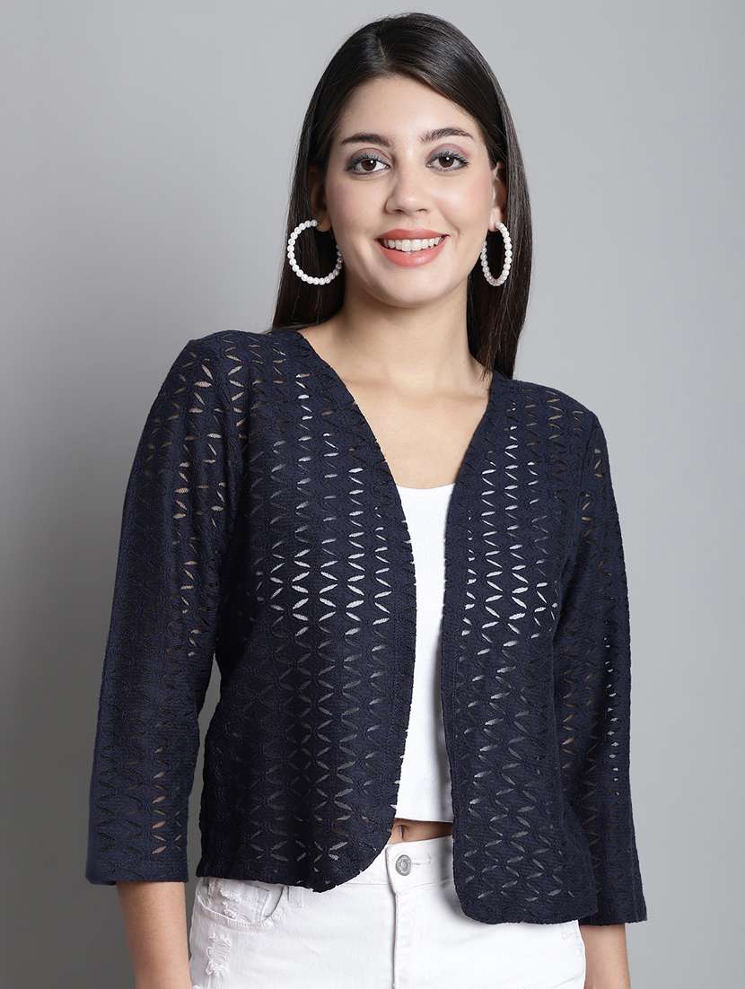 women dark blue crochet shrug - 20309383 -  Standard Image - 1
