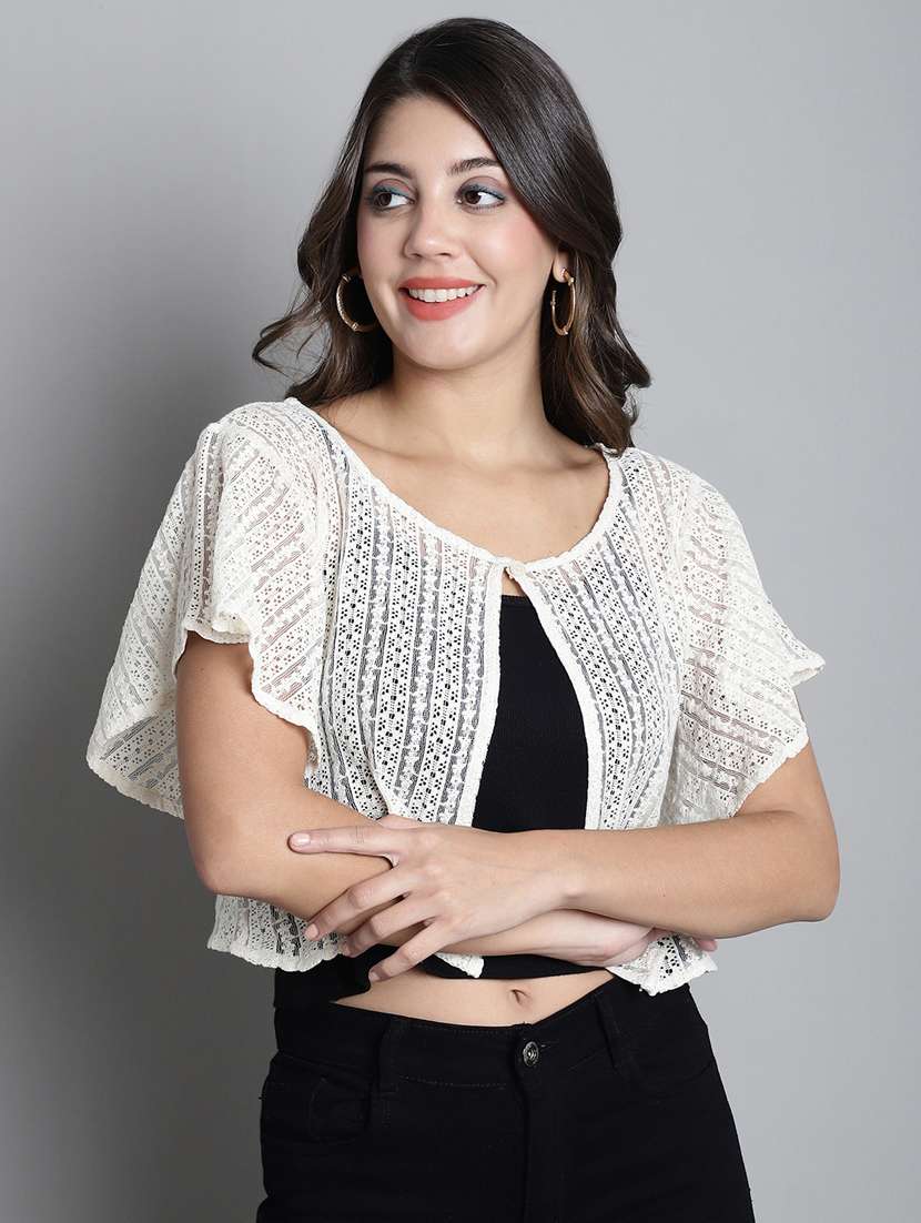 women white laced shrug - 20309387 -  Standard Image - 1