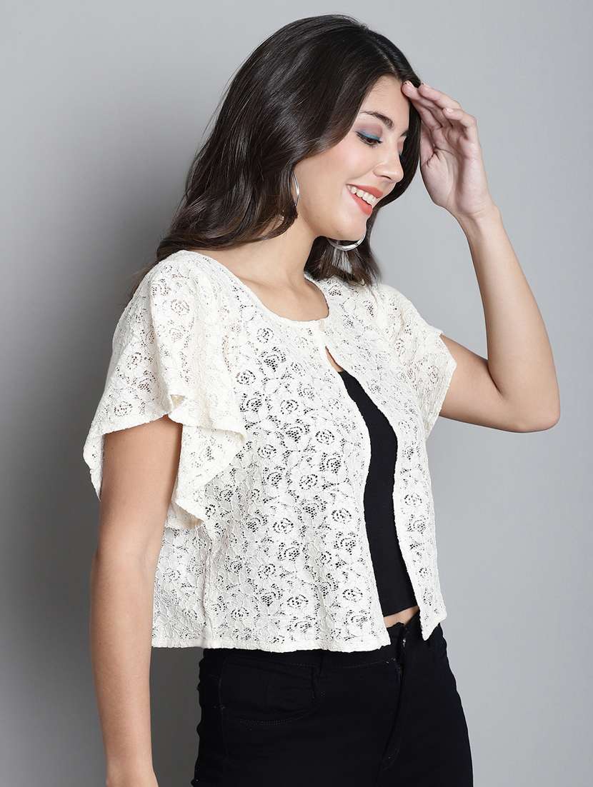 women off white crochet shrug - 20309388 -  Standard Image - 1
