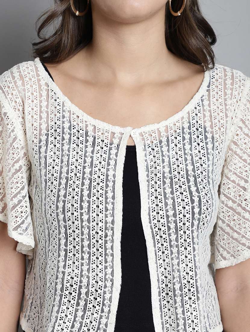 women off white crochet shrug - 20309388 -  Standard Image - 4