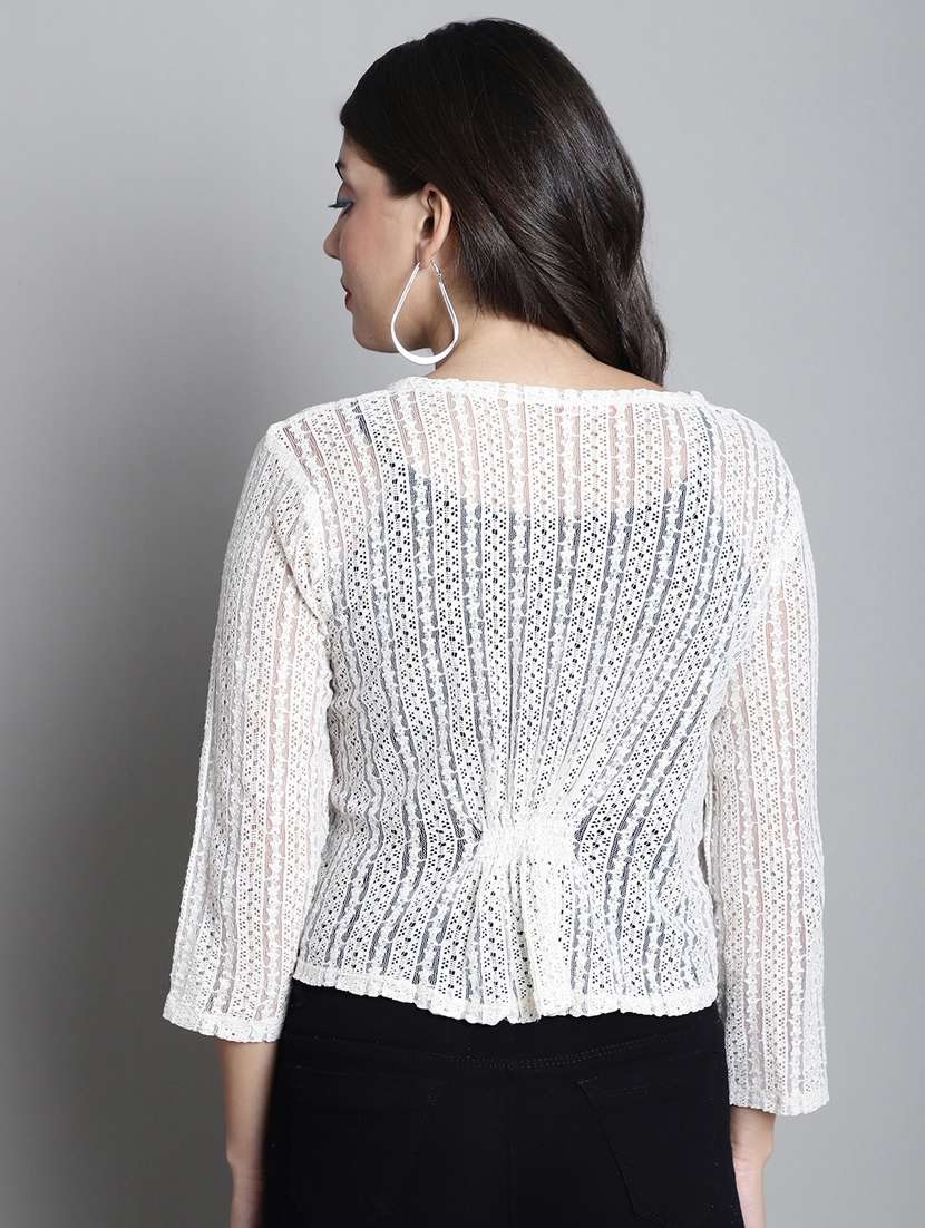 women off white laced shrug - 20309392 -  Standard Image - 4