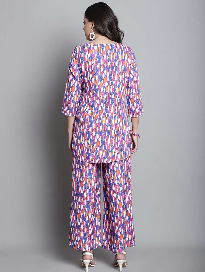 v neck abstract print co-ord set - 20309438 -  Standard Image - 4