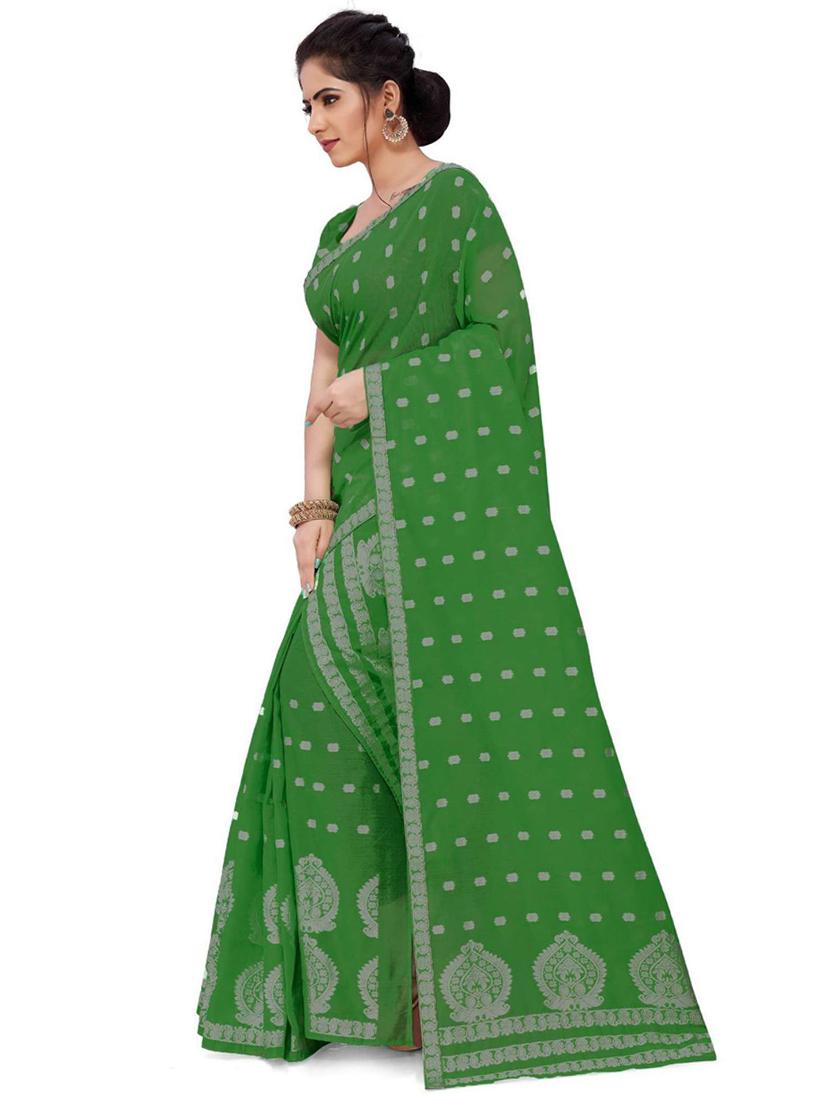 women's self design green colored saree with blouse - 20309715 - Standard Image - 1