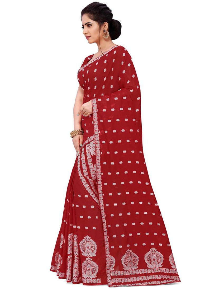 women's self design maroon colored saree with blouse - 20309733 -  Standard Image - 1