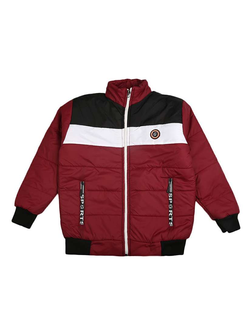 boys long sleeved color block quilted jackets 