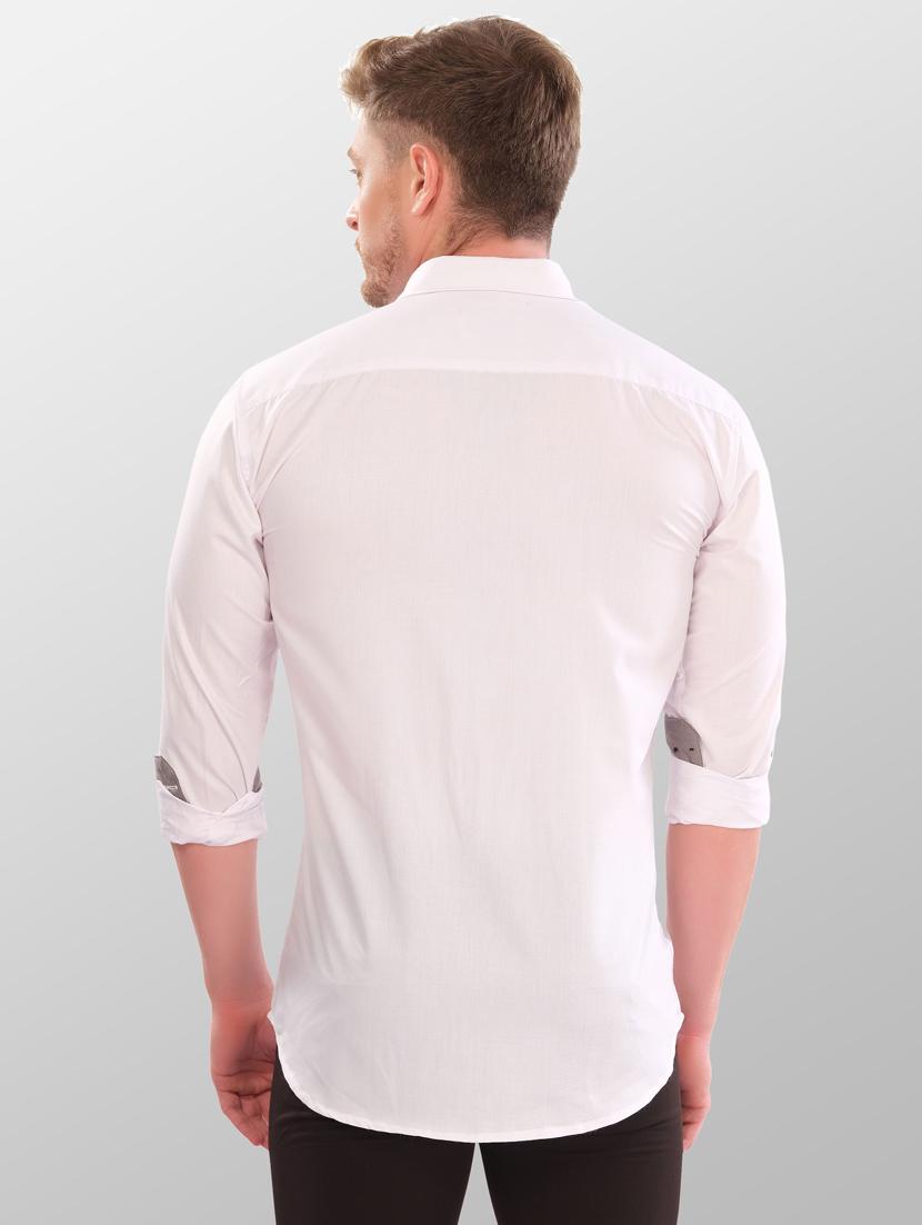 white cotton blend casual shirt - 20310513 - Standard Image - 1